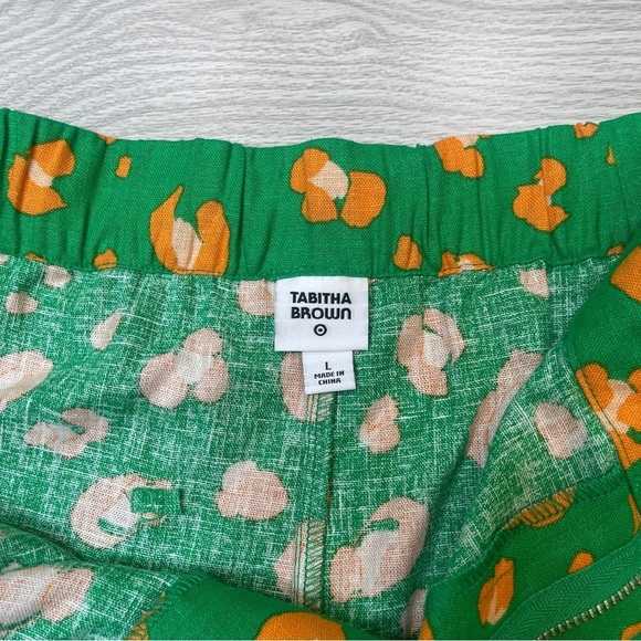Tabitha Brown Target Linen Blend Green Orange Leopard Pleated Shorts size L - Picture 10 of 15